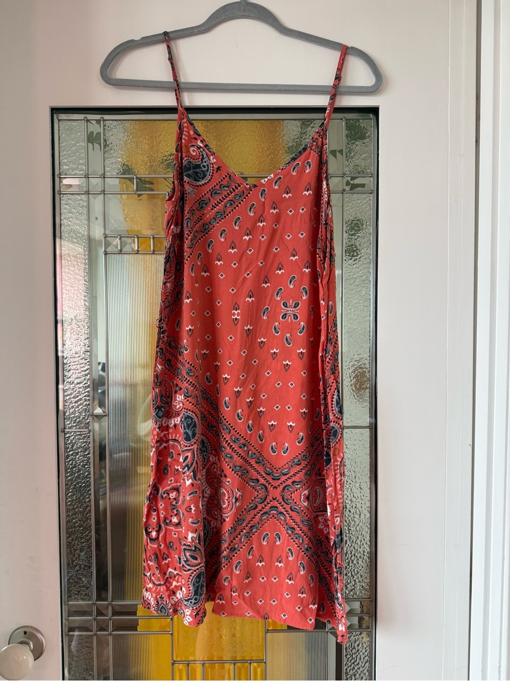 Hering Paisley Slip Mini Dress with Spaghetti Straps